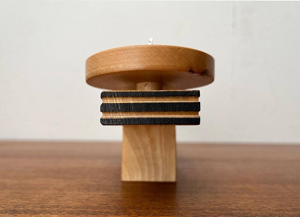 Mid-century wooden candlestick, 1960s