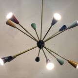 Lustre à 12 branches Sputnik Stilnovo des années 1950