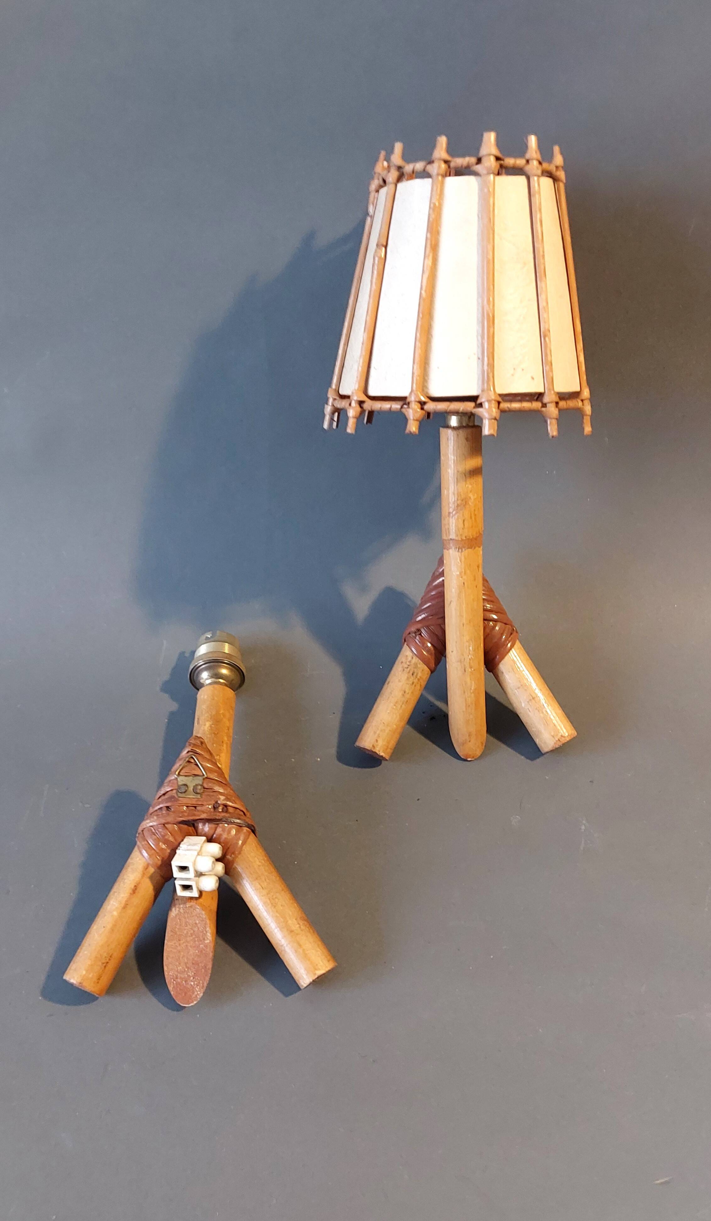 Pair of bamboo and rattan wall lights 1960/1970.
