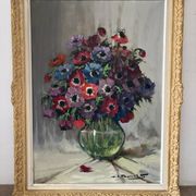 Oil on canvas "Anemones" signed Henry Joseph Pauwels.