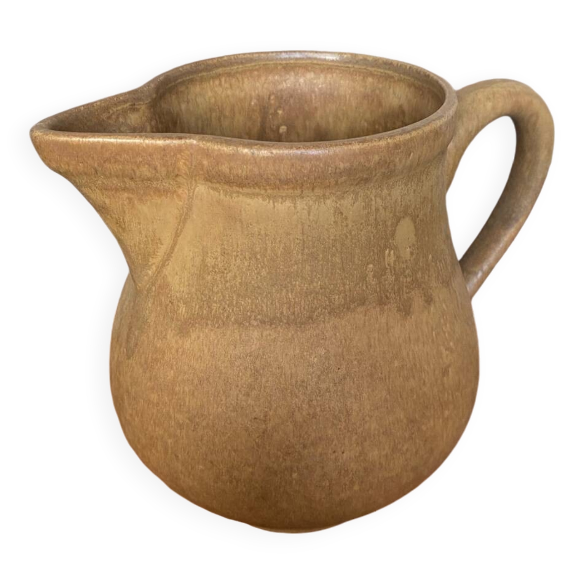 Antique rhodaceram pitcher beige stoneware made in france vintage