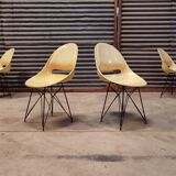 Set of 4 beige chairs by Miroslav Navràtil by Vertex