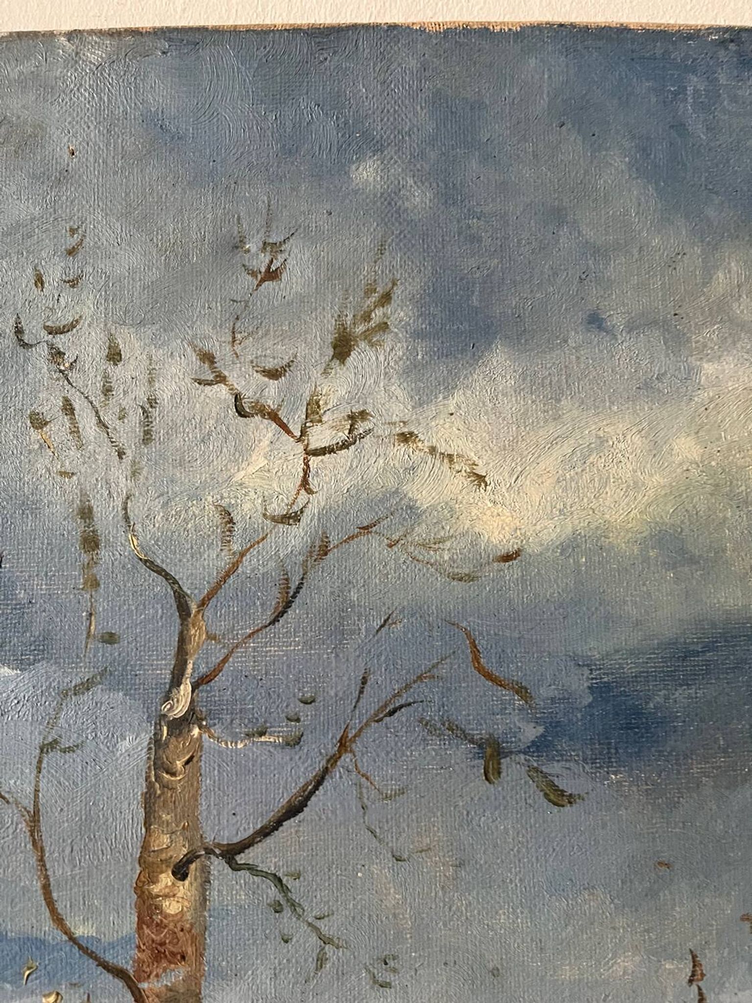 Paysage de printemps avec arbre, signé