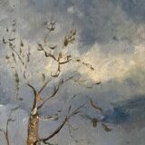 Spring landscape with tree, signed