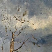 Paysage de printemps avec arbre, signé