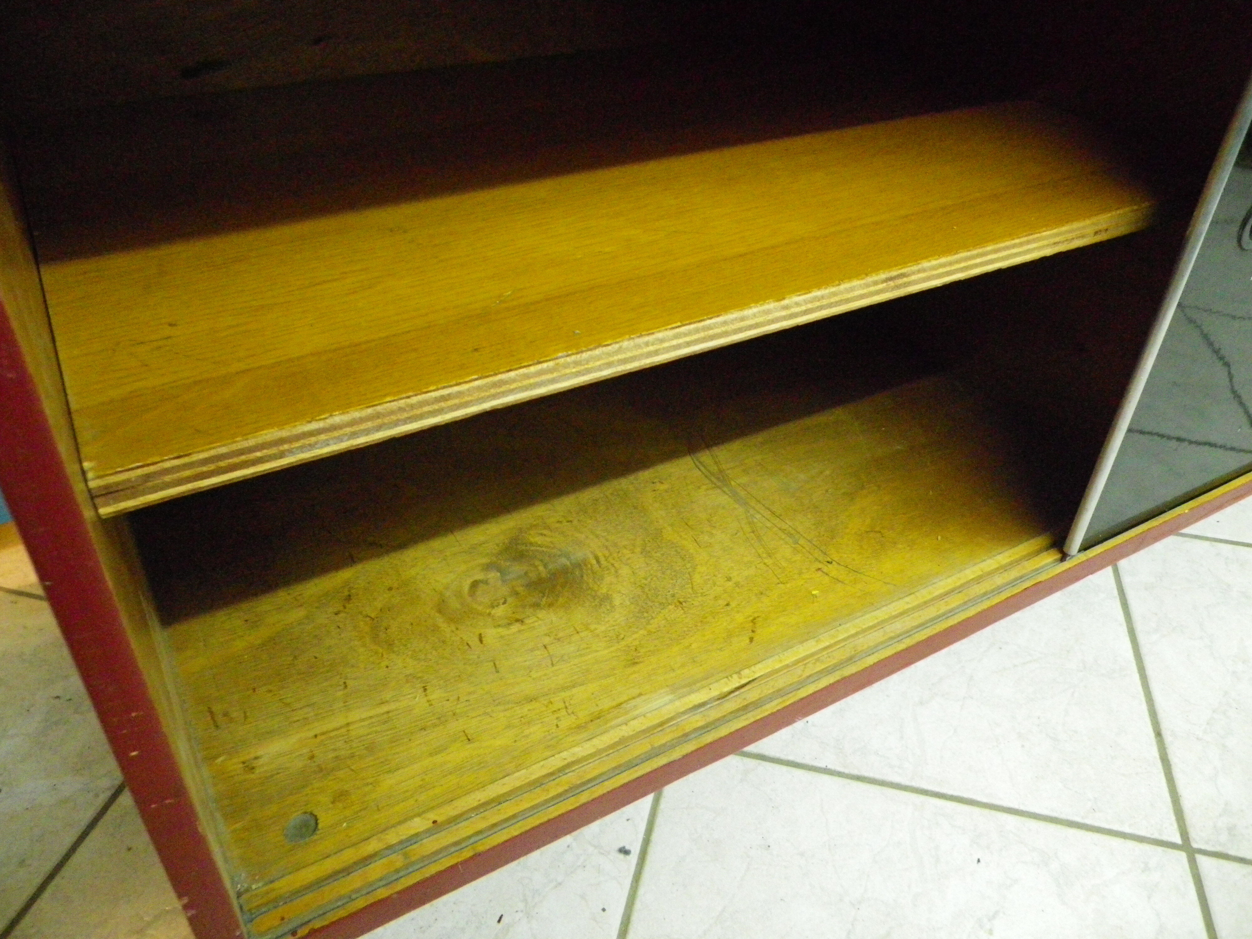Vintage storage cabinet/sideboard with shelves, wood, formica, carlene