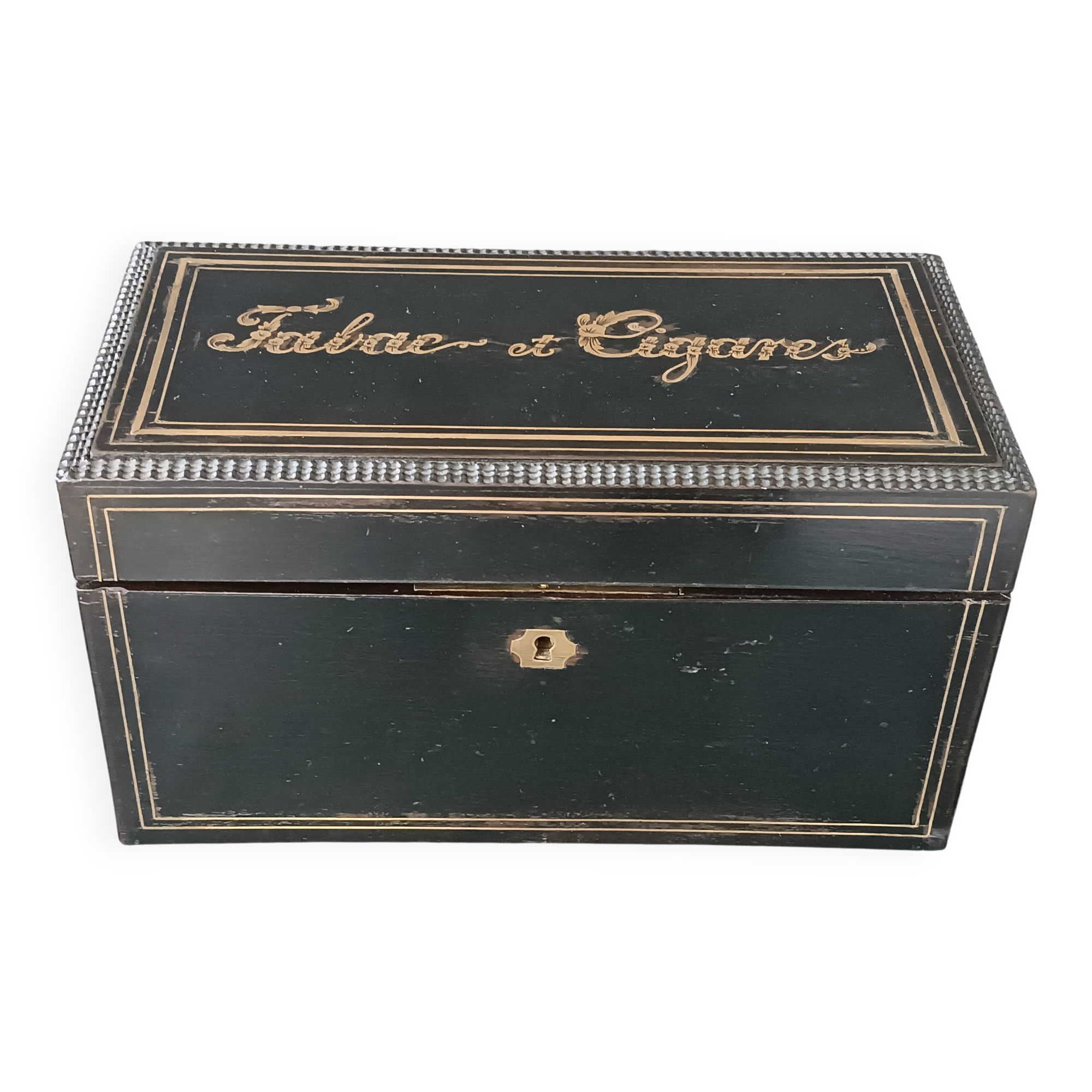 Coffret à tabac et cigares en bois et laiton Napoléon 3