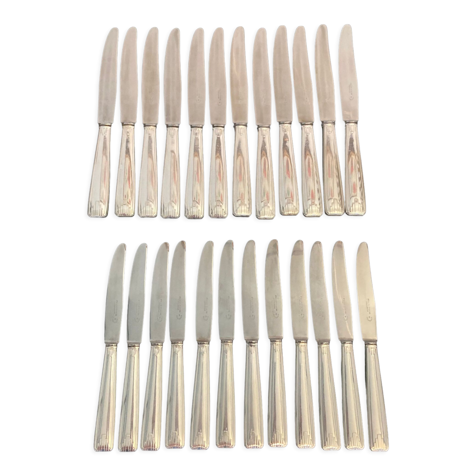 Set of 24 Art Deco knives silver metal