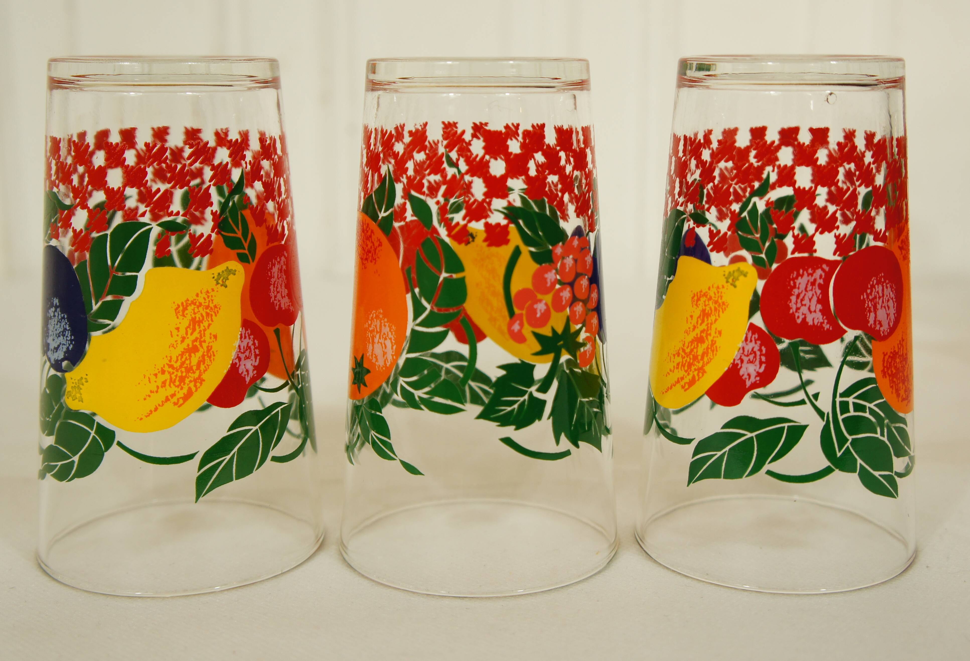 Set of 7 glasses to orangeade VMC Reims 1960