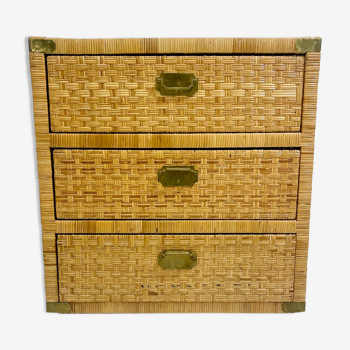 Mid-century modern chest of drawers, rattan