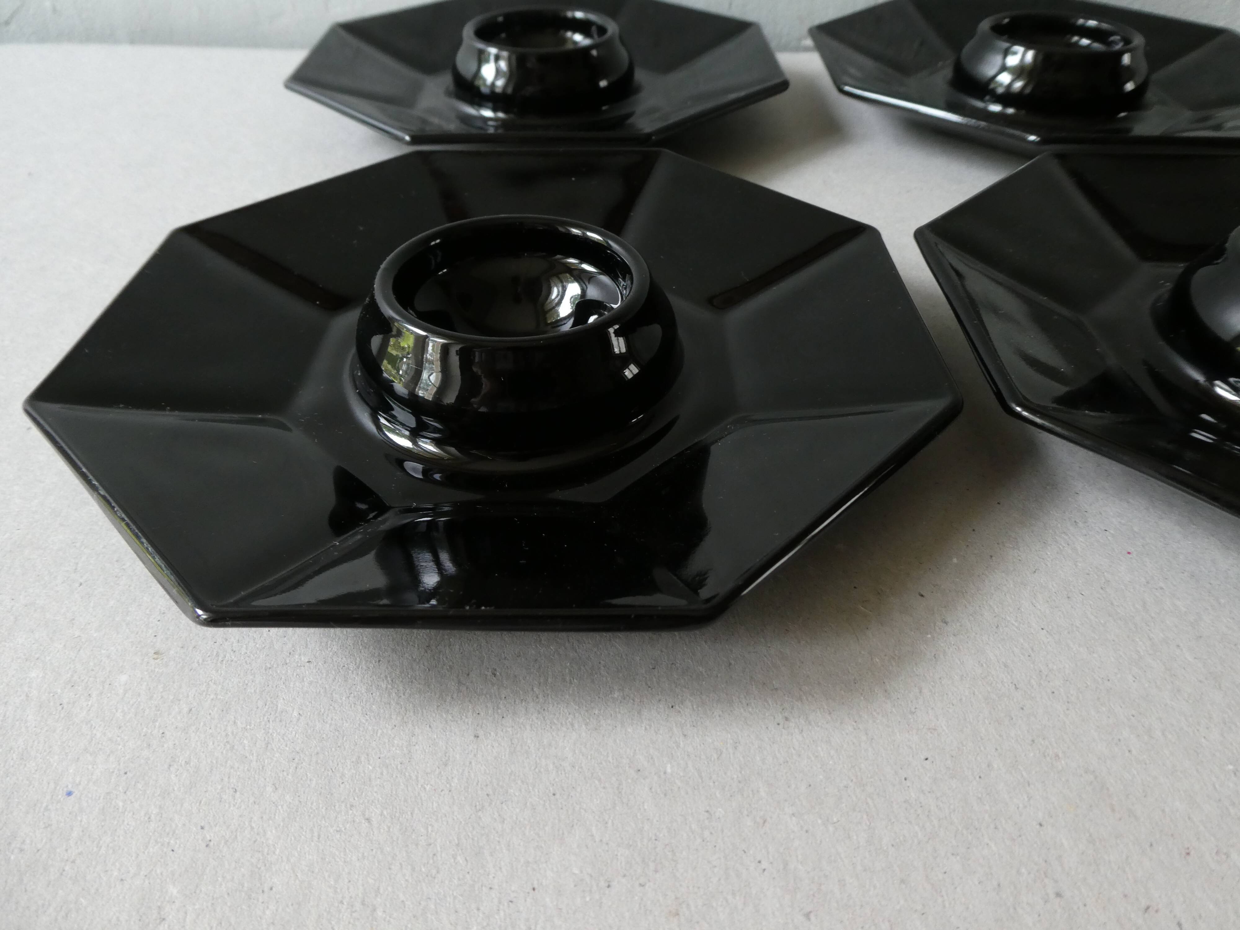 Set of 6 black egg cups