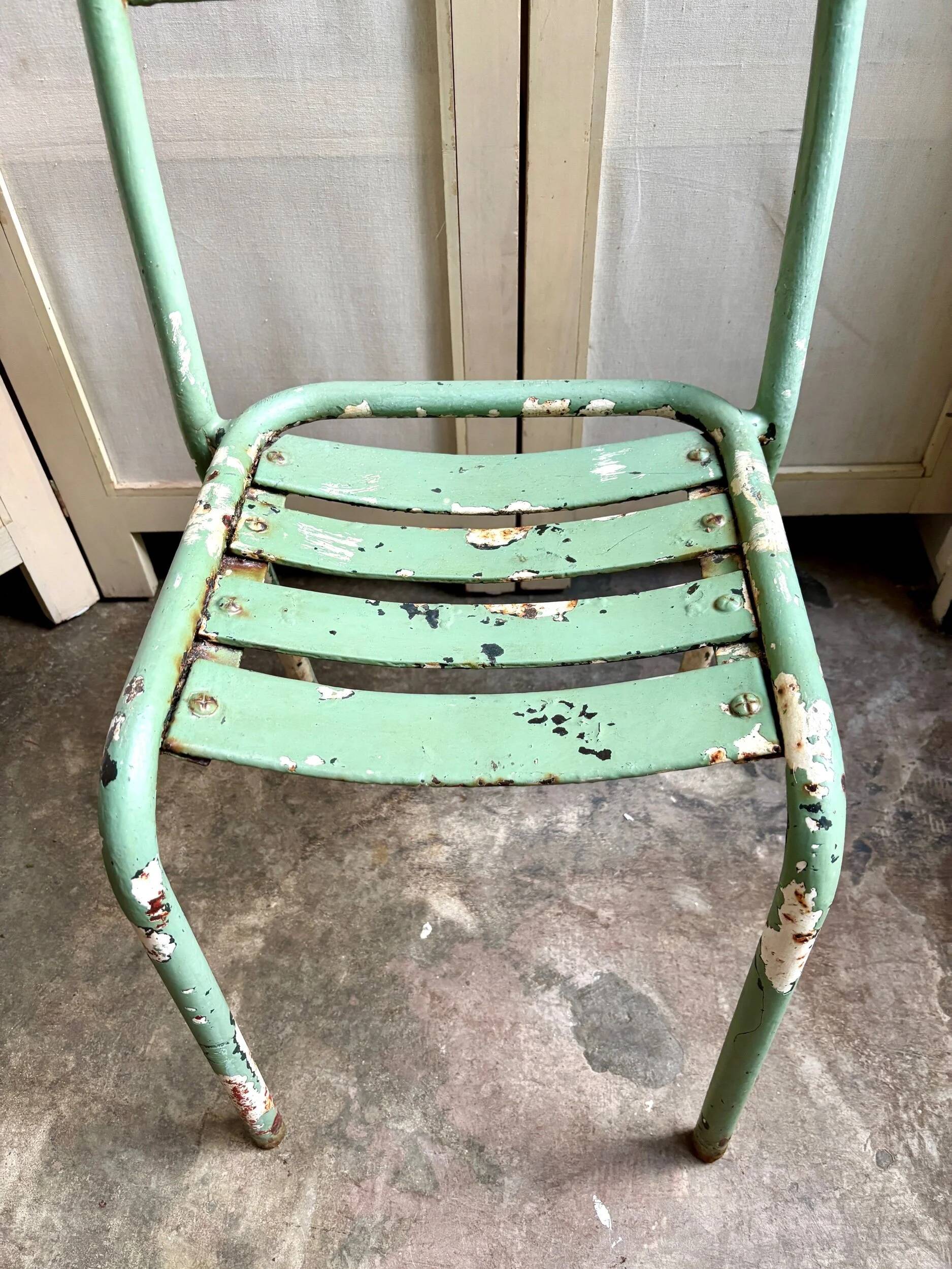 Tolix green metal garden chair no. 2