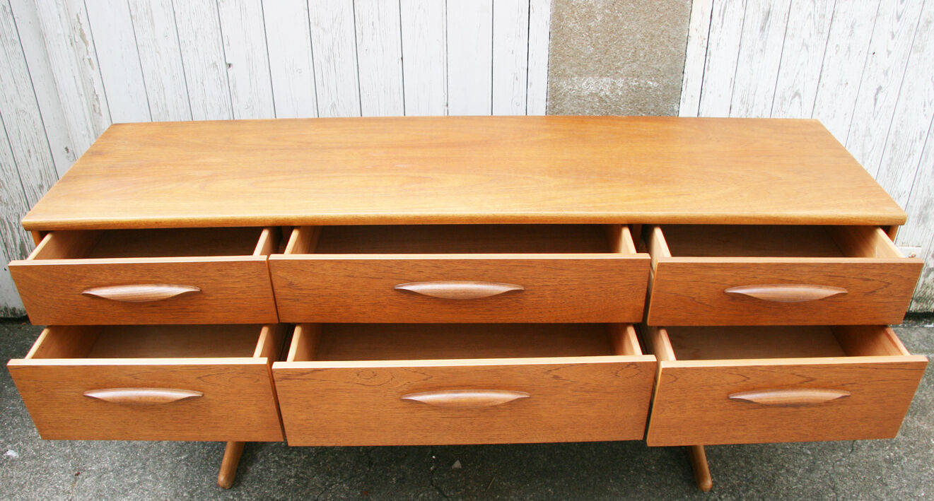 Sideboard 6 drawers in blond teak -1960/70
