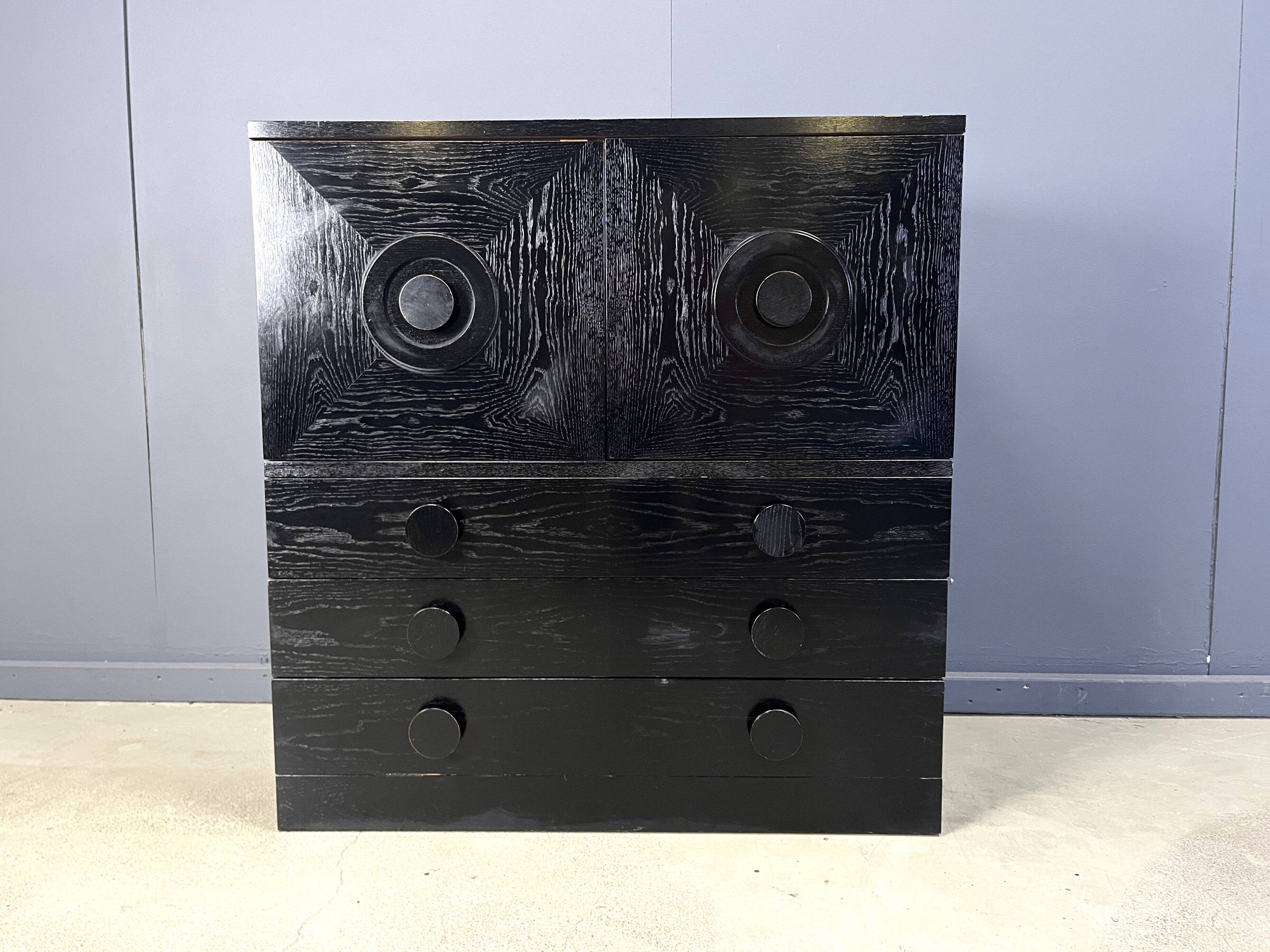 Black brutalist bar cabinet, 1970s