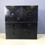 Black brutalist bar cabinet, 1970s