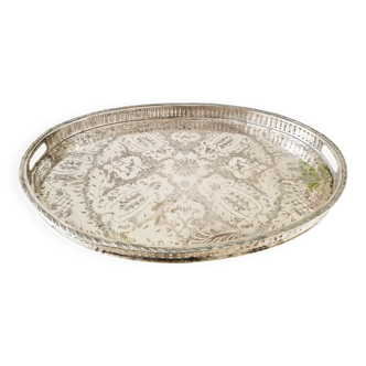 Plat de service ovale en métal argenté