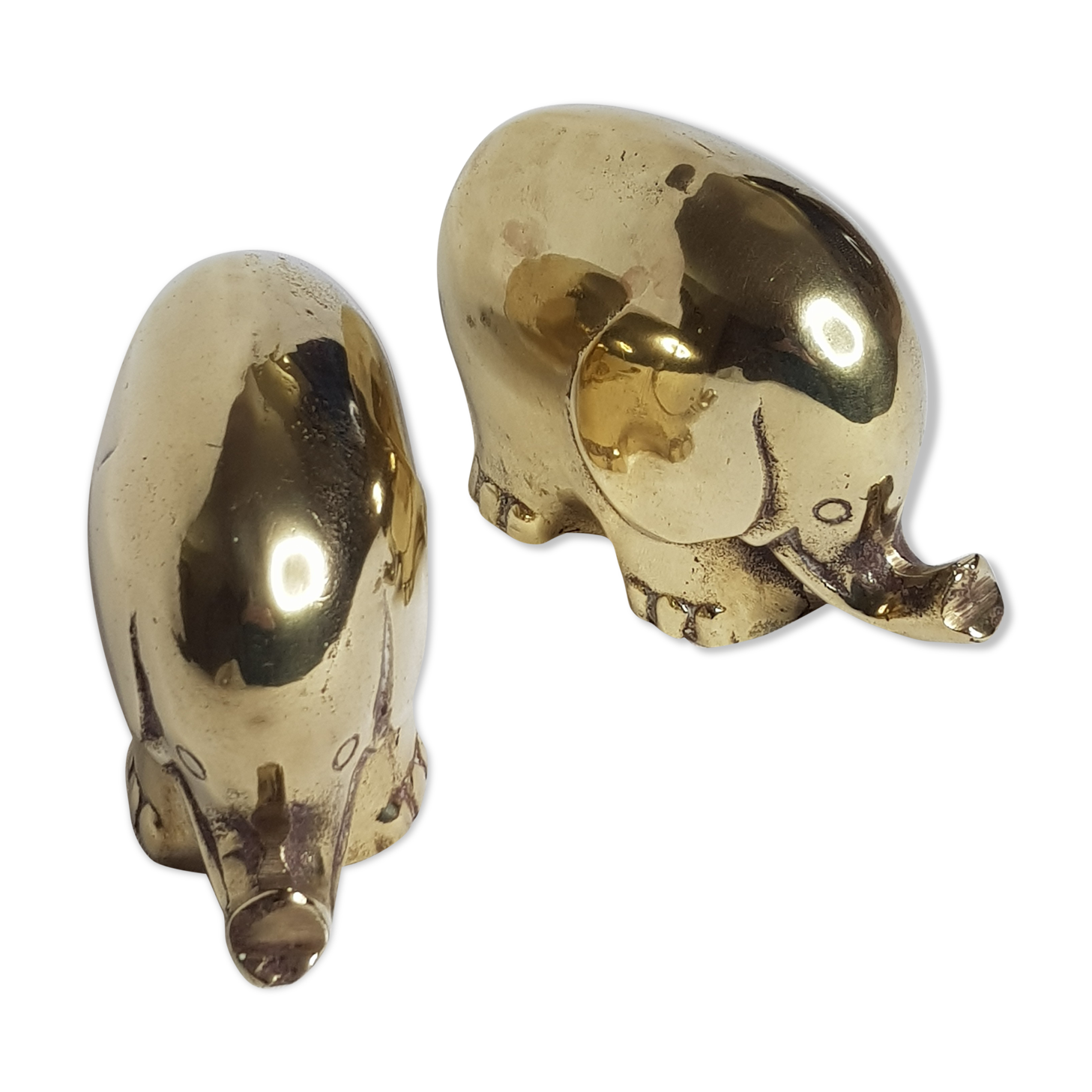 Pair of brass elephant design Massiv Messing