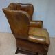 Vintage Cognac Leather Wingback Chesterfield Armchair, England 1940s