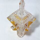 Art Deco Perfume Bottle, Pot and Tray in Transparent and Amber Glass
