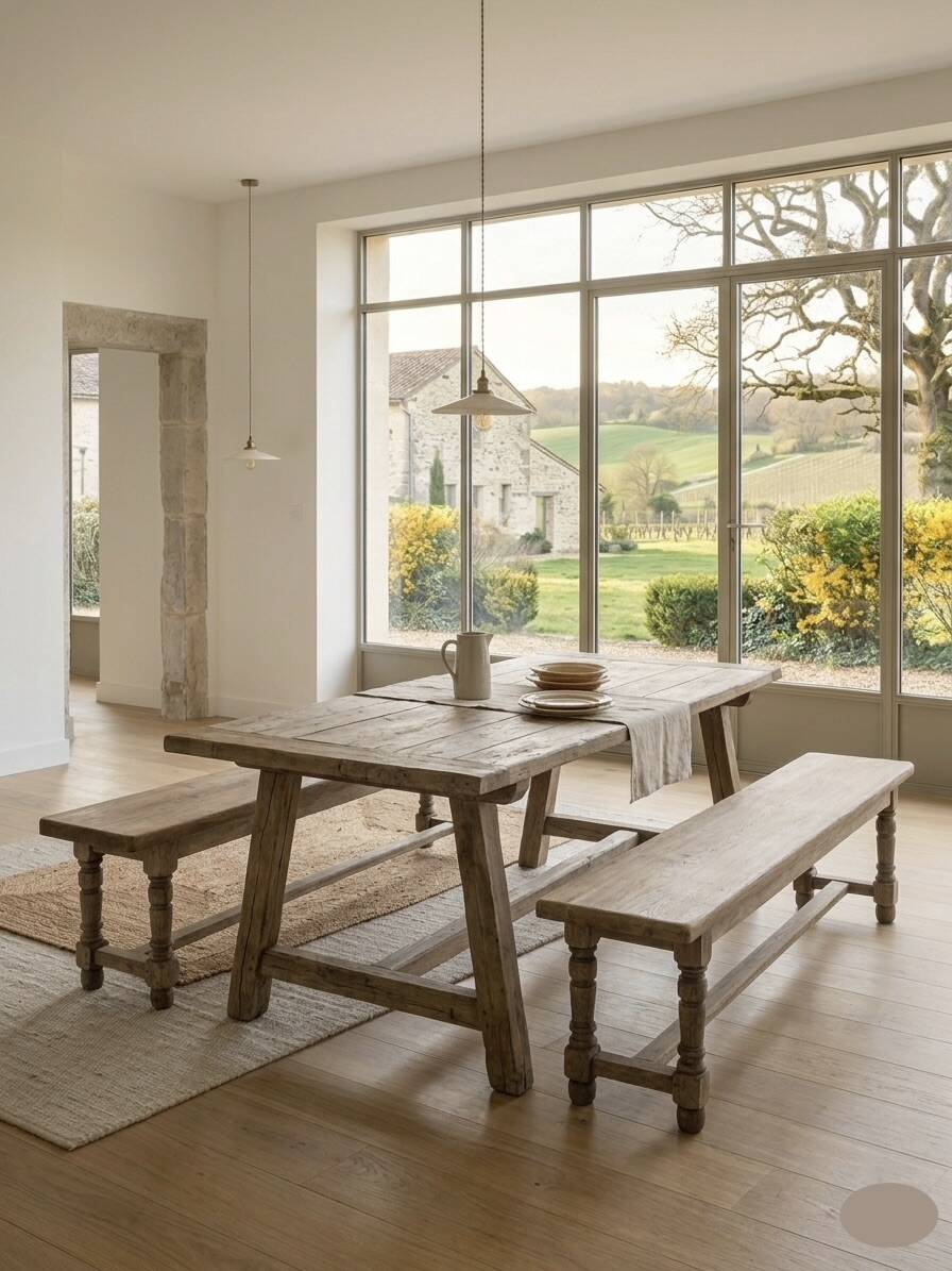 Old farmhouse benches - solid oak wood