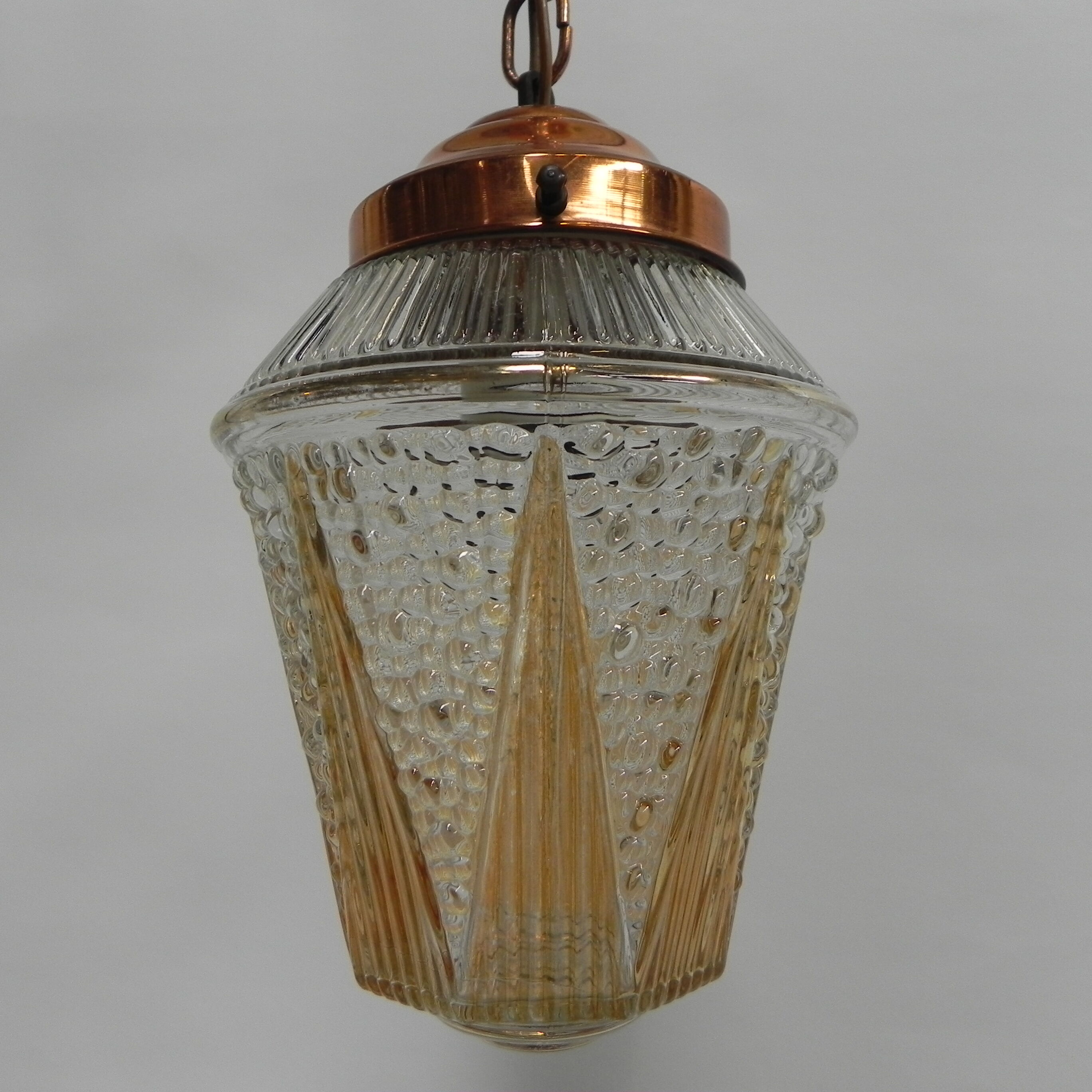Vintage hanging lamp with glass shade