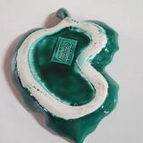 Empty pocket dish in green ceramic barbotine in Ferlay Vallauris, a small sparkle 17cm by 14cm