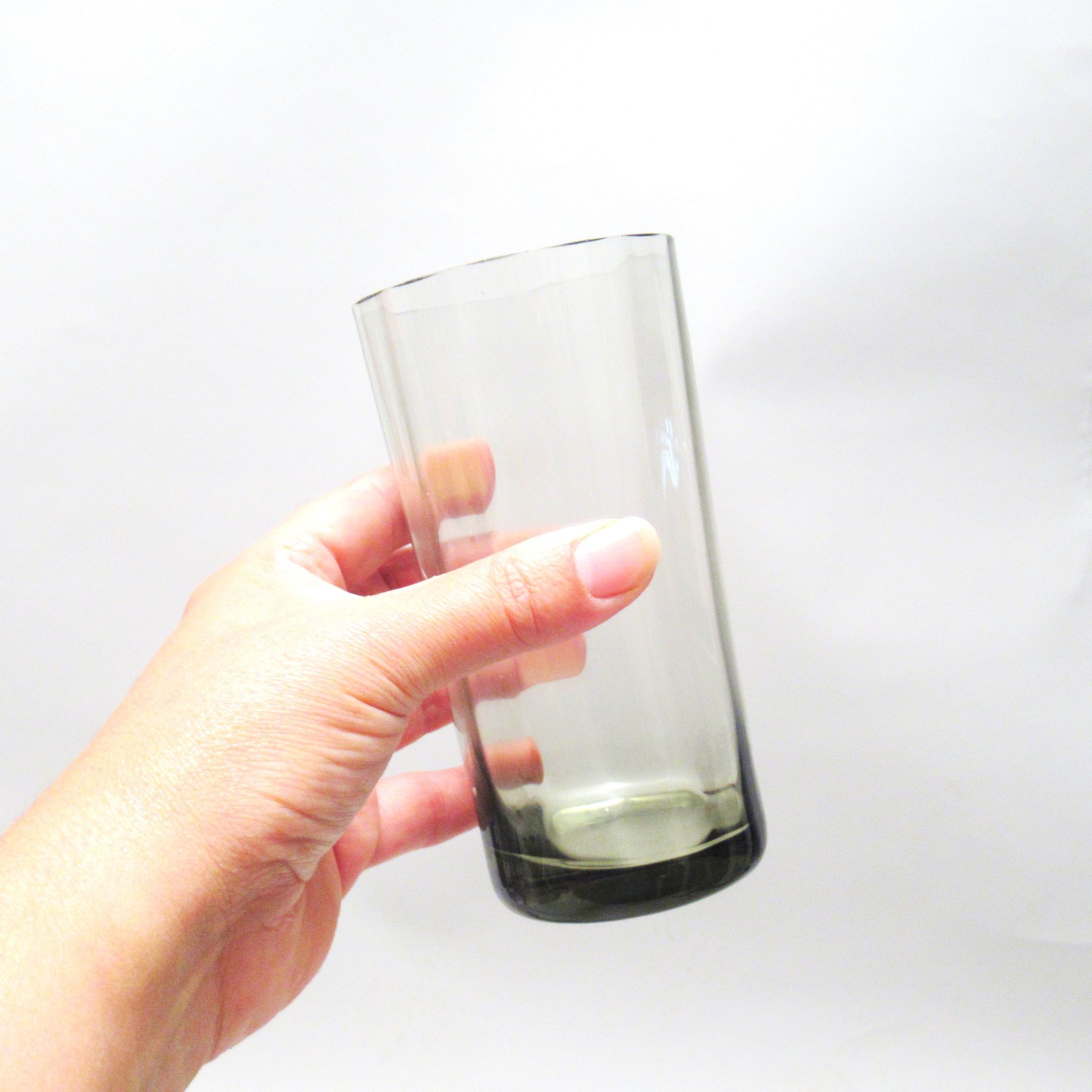 Set of 6 glasses in smoked glass 70s