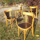 Set of 4 chairs wooden coffee multicore gold and black