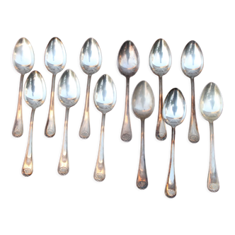 Set of 12 tablespoons in silver metal