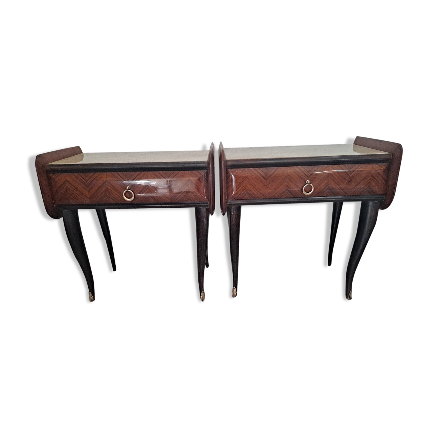 Pair of Mcm italian bedside units tables 1950s