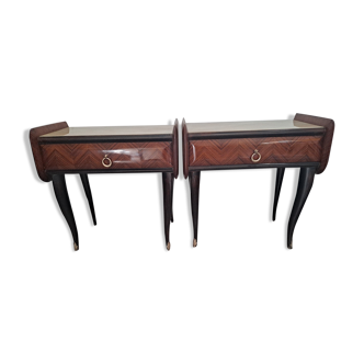 Pair of Mcm italian bedside units tables 1950s