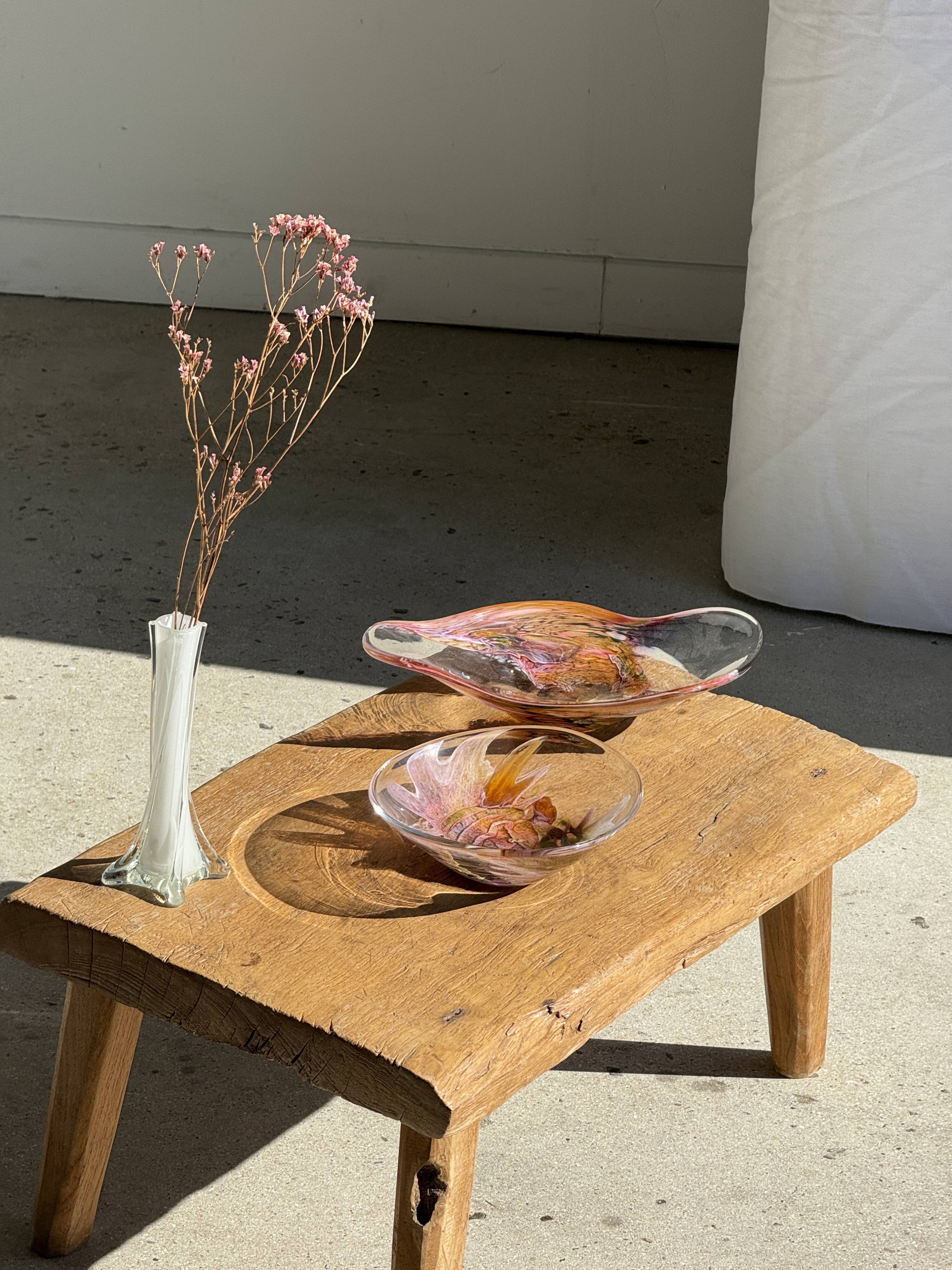 Contemporary pink blown glass bowl Carlos Vieira D21