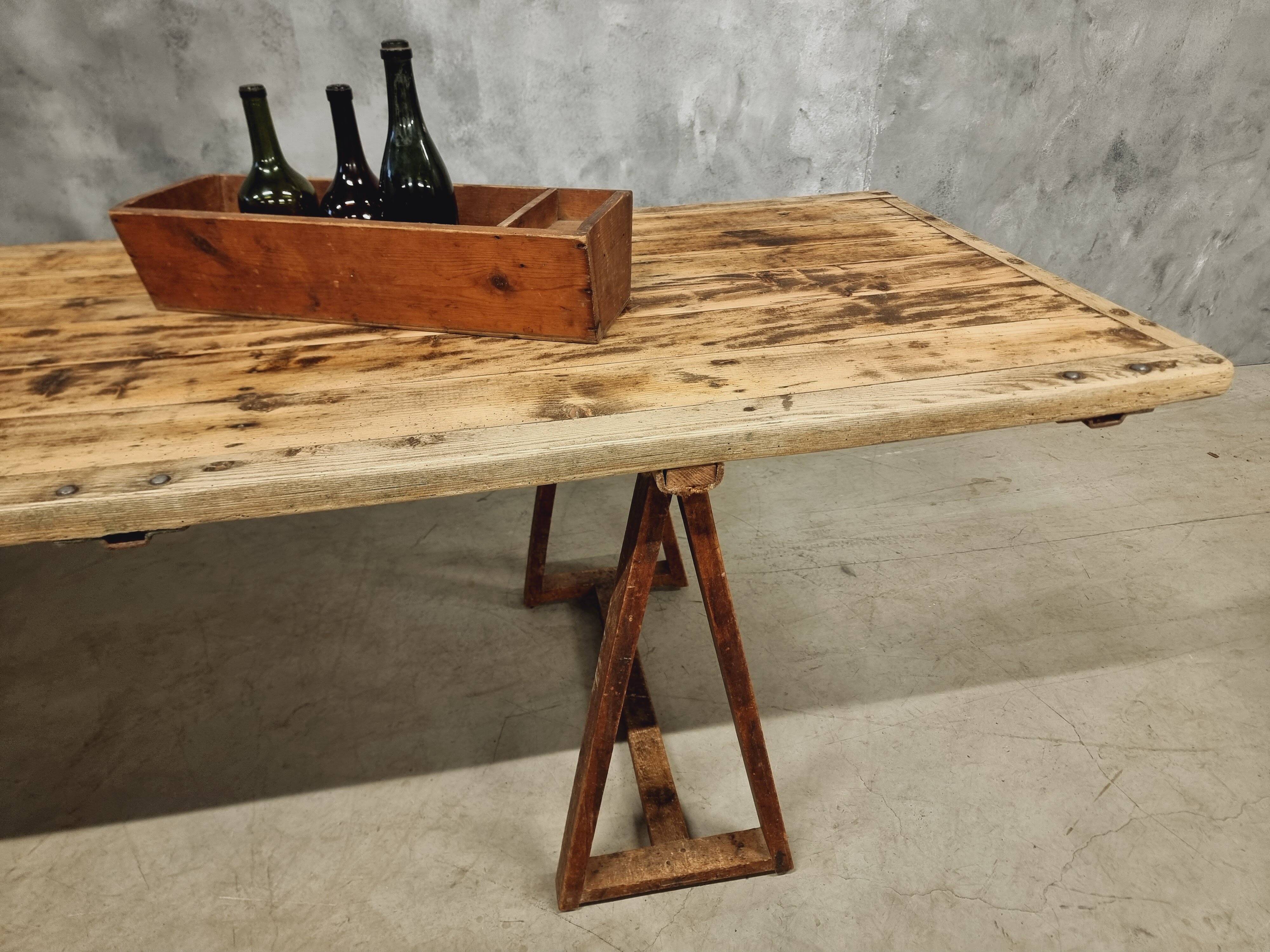 Antique trestle table XXL garden table 89 x 308 cm