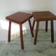 2 ancient brutalist wood stools