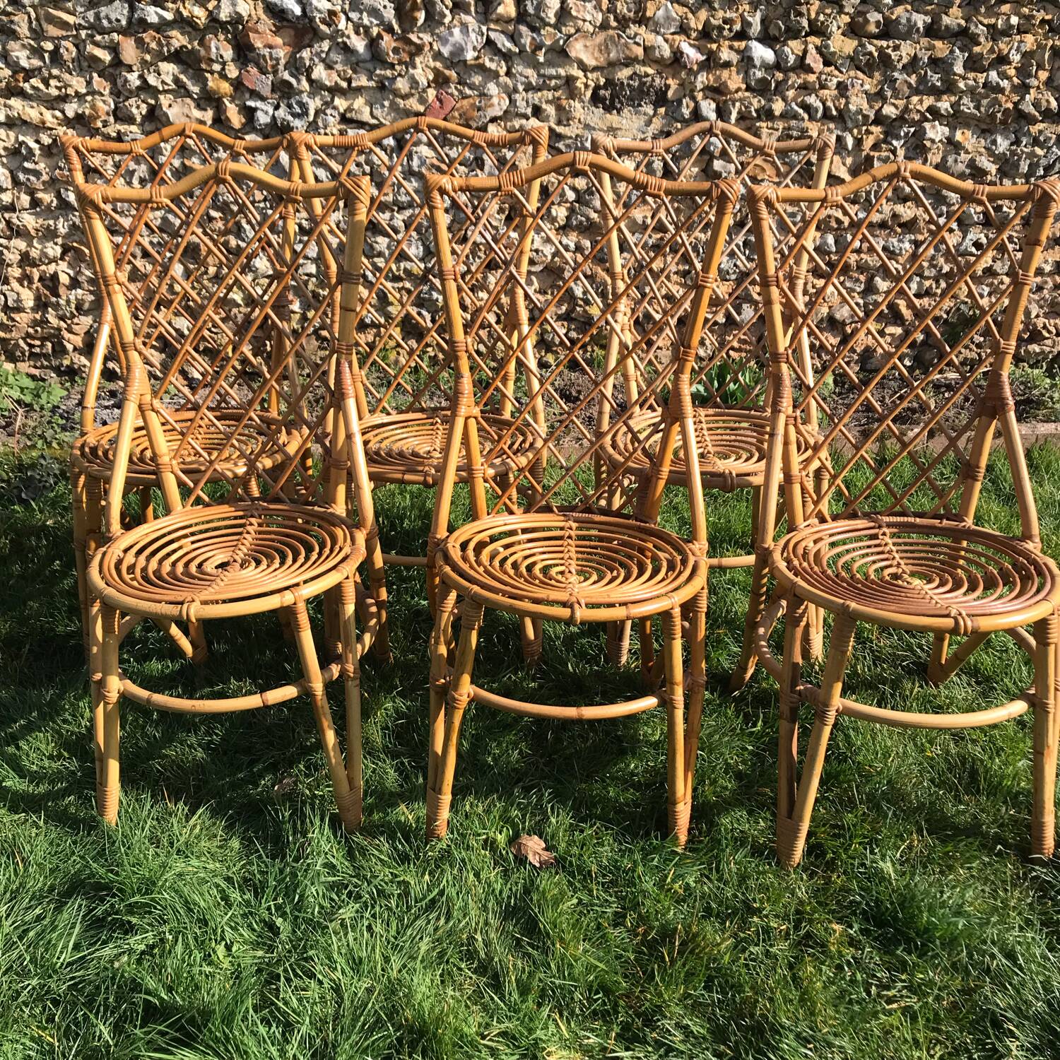 6 vintage wicker chairs 1960