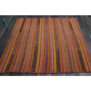 Vintage Turkish Hand-Knotted Wool Cotton Orange Kilim Area Rug 151x153