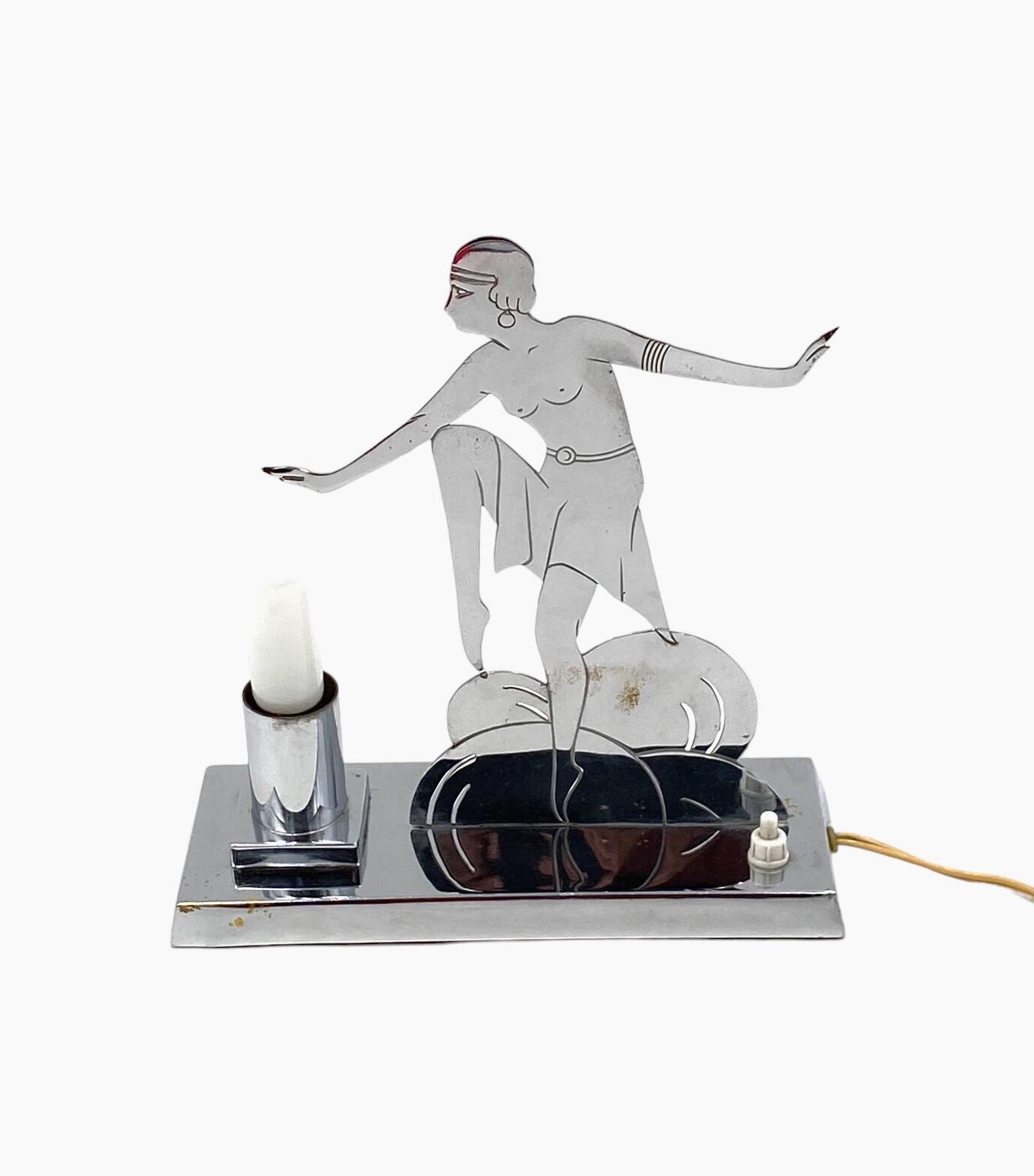 Art Déco Charleston Dancer cubist Table Lamp, LW Paris France, circa 1930