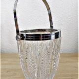 Crystal and metal ice cube bucket - vintage 50s