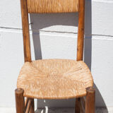 Wooden and straw chair x 4, chair with seat and straw back, chalet, countryside, decoration