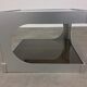 Side table space age aluminum smoked glass, end of sofa 1970