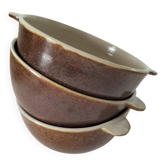 Trio de bol à oreilles en grès bicolores