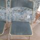 Lot de 4 chaises  pliantes - dossier et assise vert d'eau - structure métal doré -Chaisor