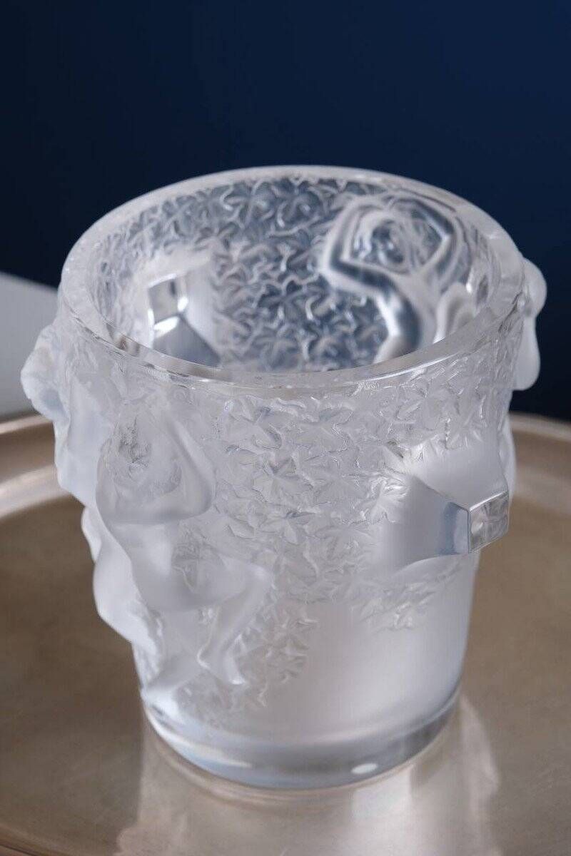 Champagne Bucket “Ganymede” Crystal Vase by Lalique, 20th Century