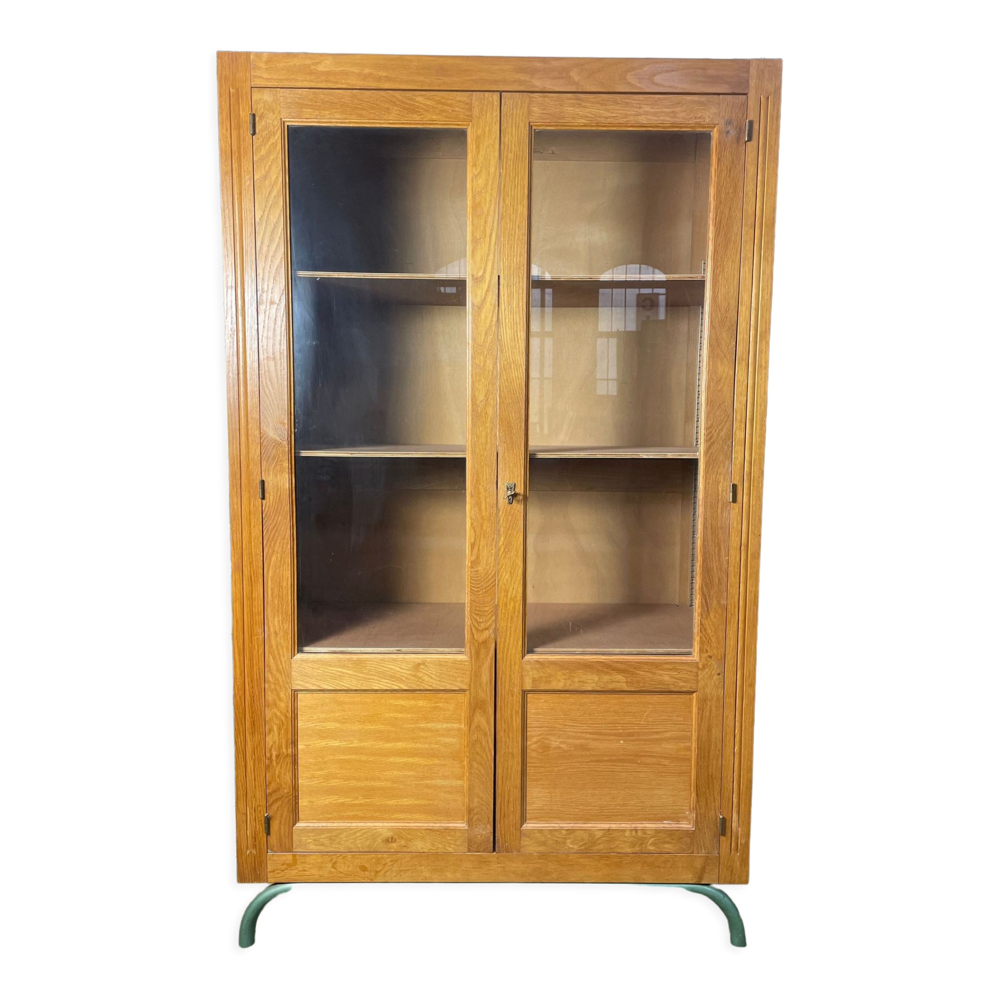 Solid oak school showcase 1960