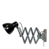 Industrial Black Enamel Scissor Wall Lamp, 1950s