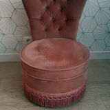 Vintage toad armchair in pink velvet.
