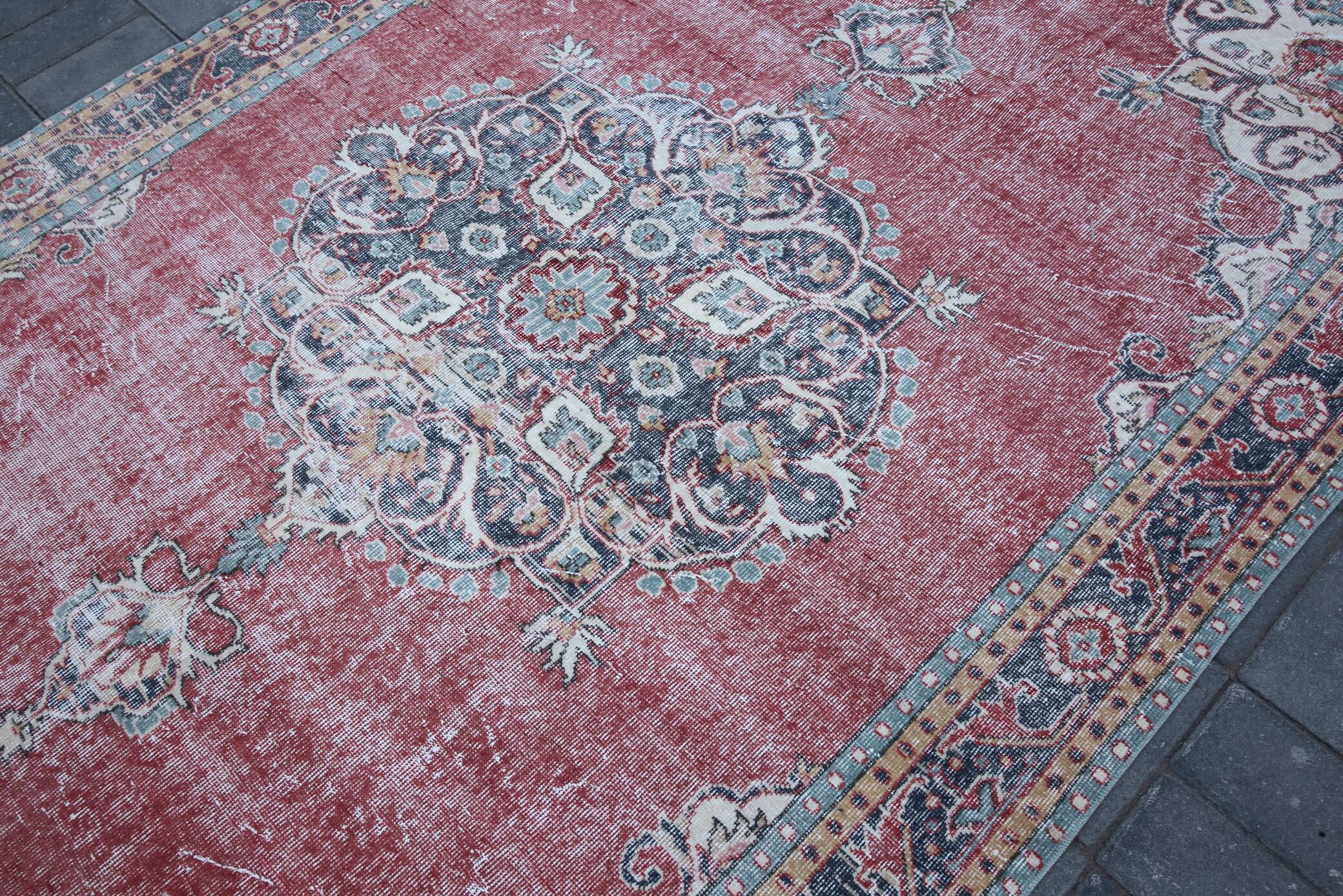 Vintage Persian Brick Red Rug, Hand Knotted Oriental Carpet, 209x325 Cm