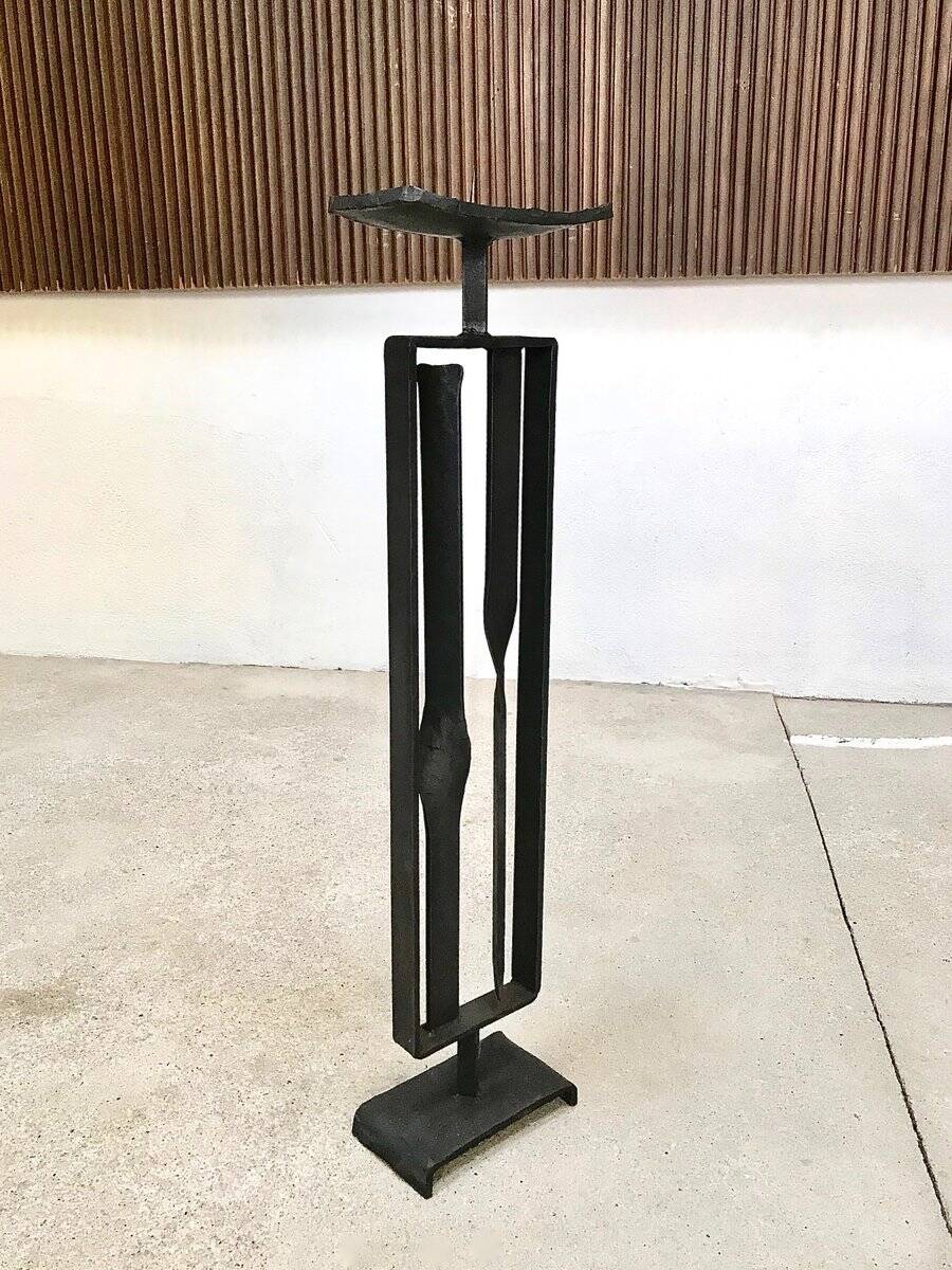 Sculptural brutalist candleholder in wrought iron, GDR / Germany, 1960s