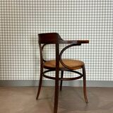 Baumann armchair in curved wood and canework