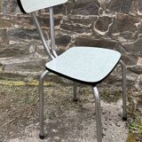 JPP pale green formica table, 4 chairs, 1 stool, 1950s